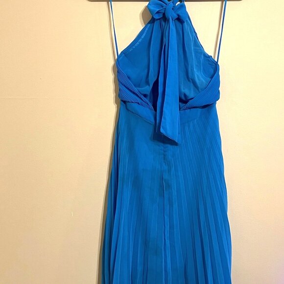 Zara Blue Pleated Slip Dress Size S - Picture 3 of 6